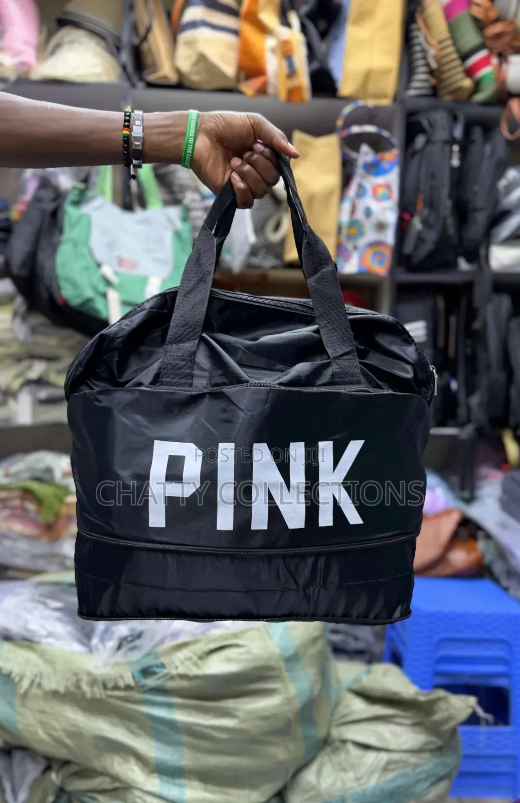 Black (Pink) Waterproof Expandable Bag