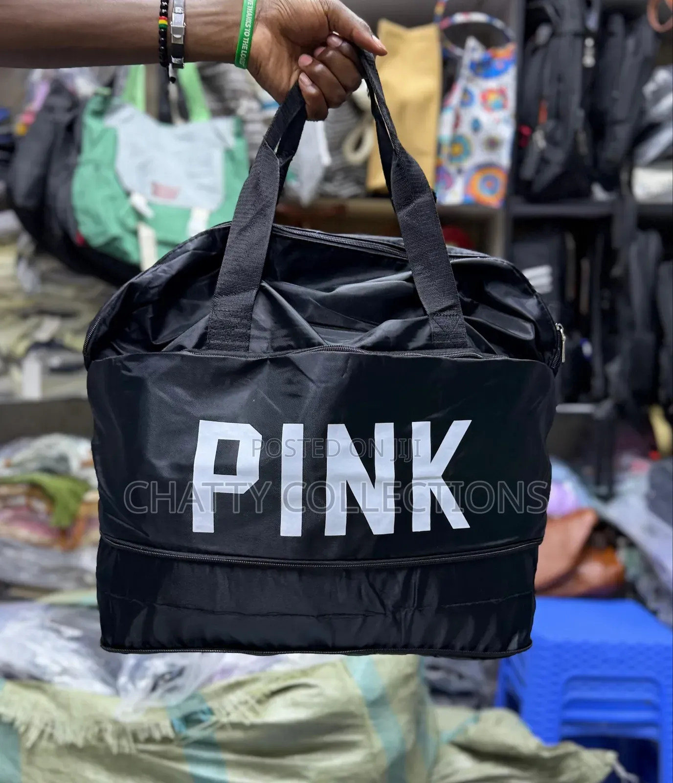 Black (Pink) Waterproof Expandable Bag