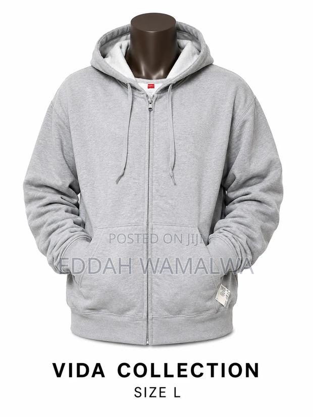 Plain Hoodies With Zip - thumbnail 4