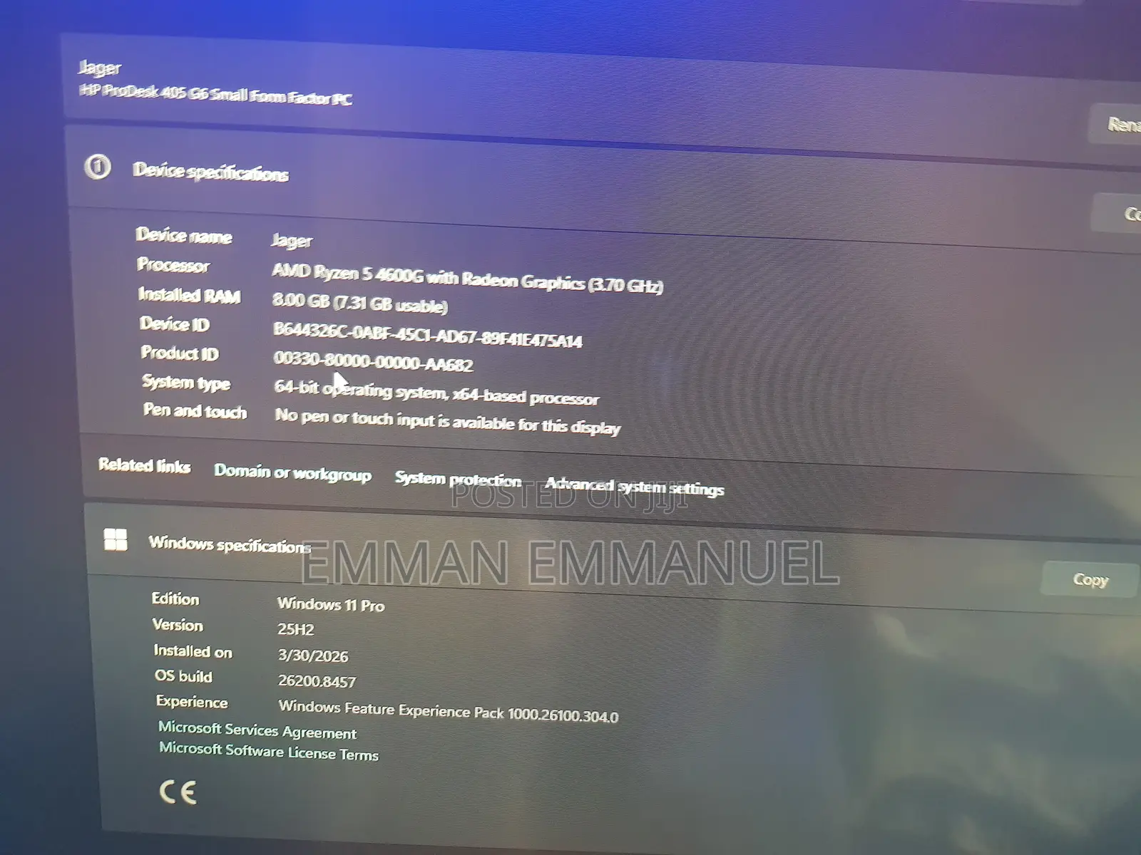 Desktop Computer HP ProDesk 600 G6 8GB AMD Ryzen 5 SSD 500GB