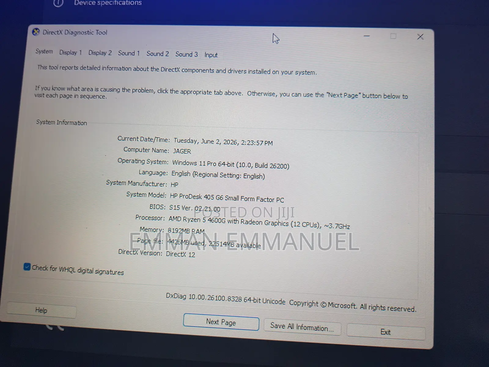 Desktop Computer HP ProDesk 600 G6 8GB AMD Ryzen 5 SSD 500GB