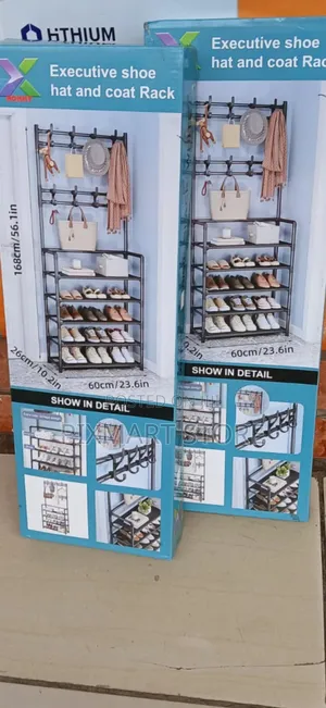 Shoe Storage Shelf With Clothes Hanging Section