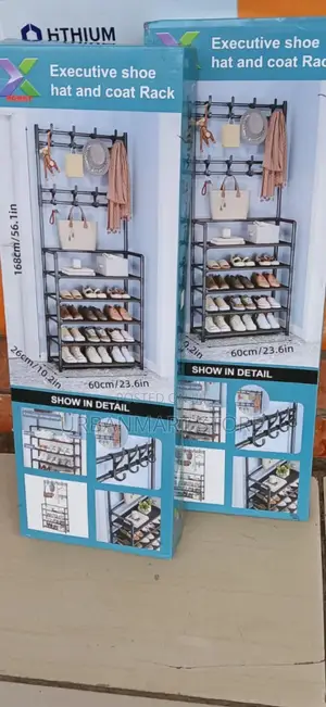 Shoe Storage Shelf With Clothes Hanging Section