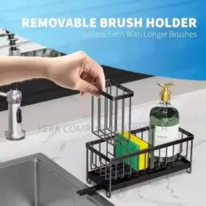 Multifunctional Carbon Steel Sink Caddy With a Brush Holder