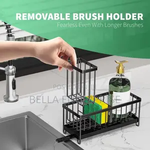 Multifunctional Carbon Steel Sink Caddy With a Brush Holder