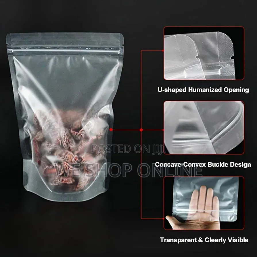 20*30cm Clear Matte Finish Stand Up Pouches With Ziplock 50pcs