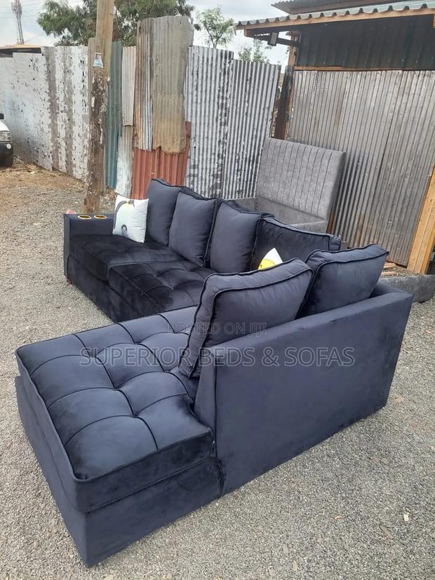 Black L-Shaped Sofa 6-Seater Sofa