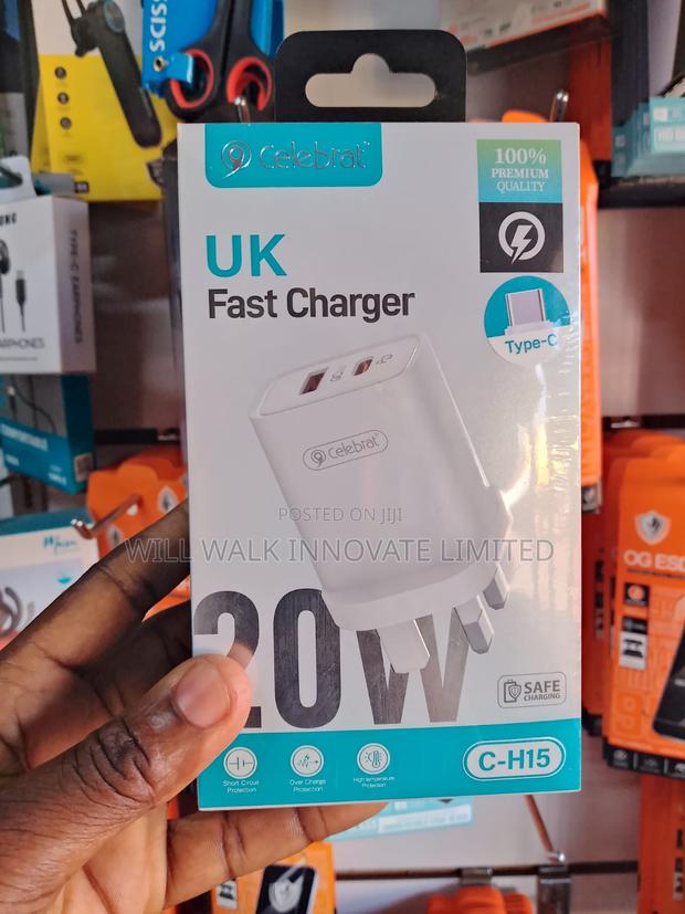 Celebrat C-H15 20w Uk Fast Charger Brick – Type-C Power Delivery