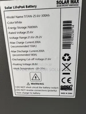 7.68kwh 25.6v (300ah) Solarmax Lithium Battery