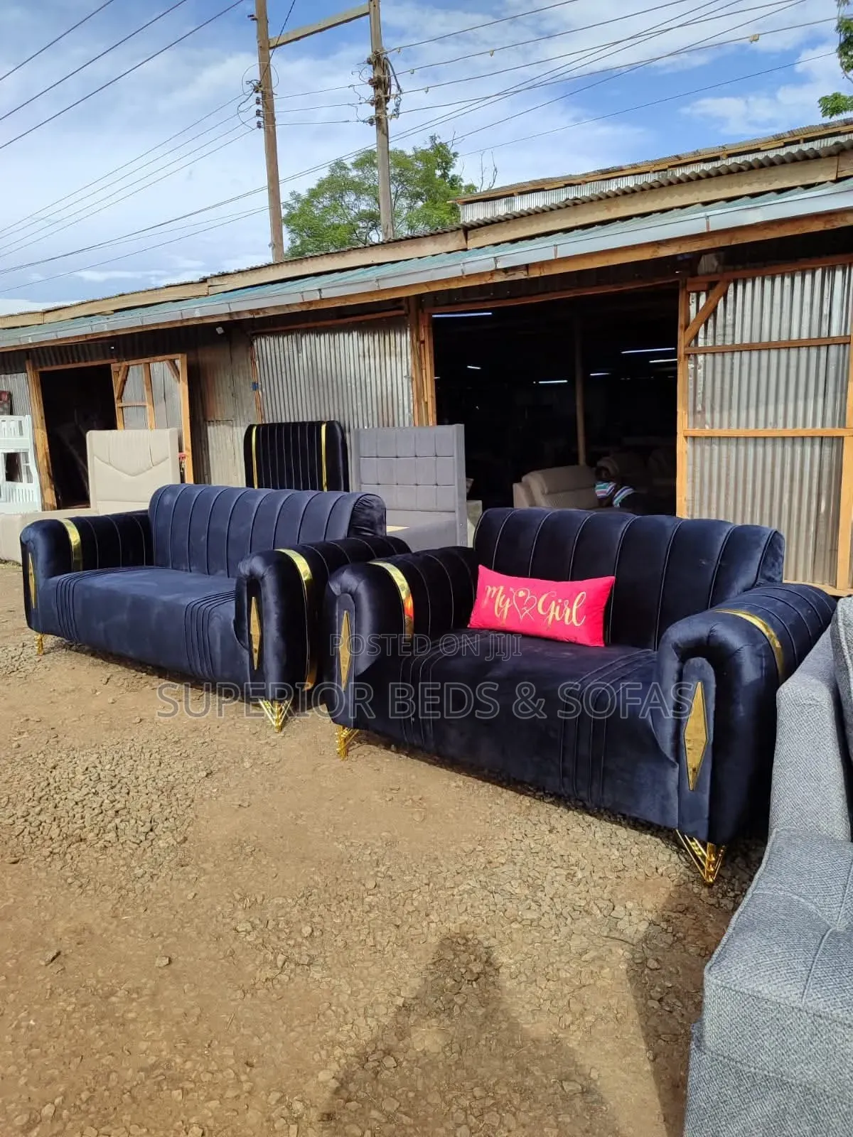 Navy Blue 3+2 Sofa Set