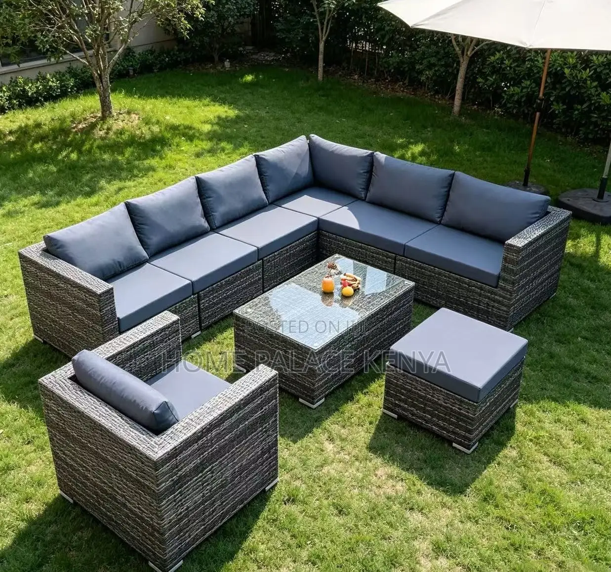 Lounge Sofa: L Seat Outdoor Rattan Corner Sofa Set for Backyard