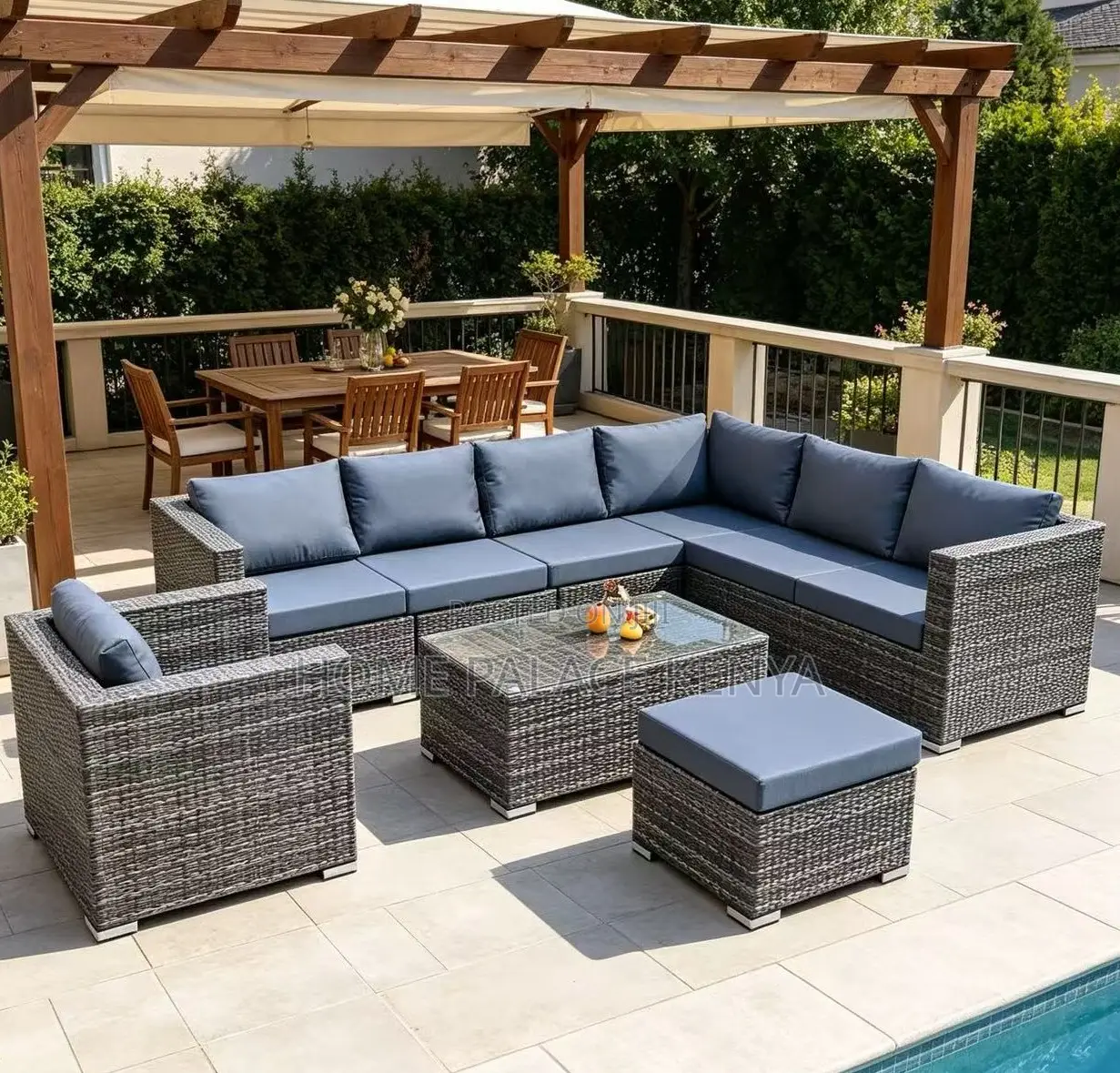 Lounge Sofa: L Seat Outdoor Rattan Corner Sofa Set for Backyard