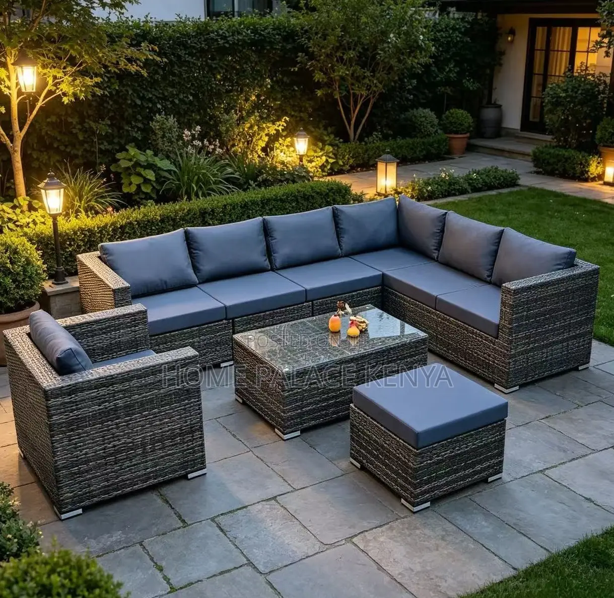 Lounge Sofa: L Seat Outdoor Rattan Corner Sofa Set for Backyard