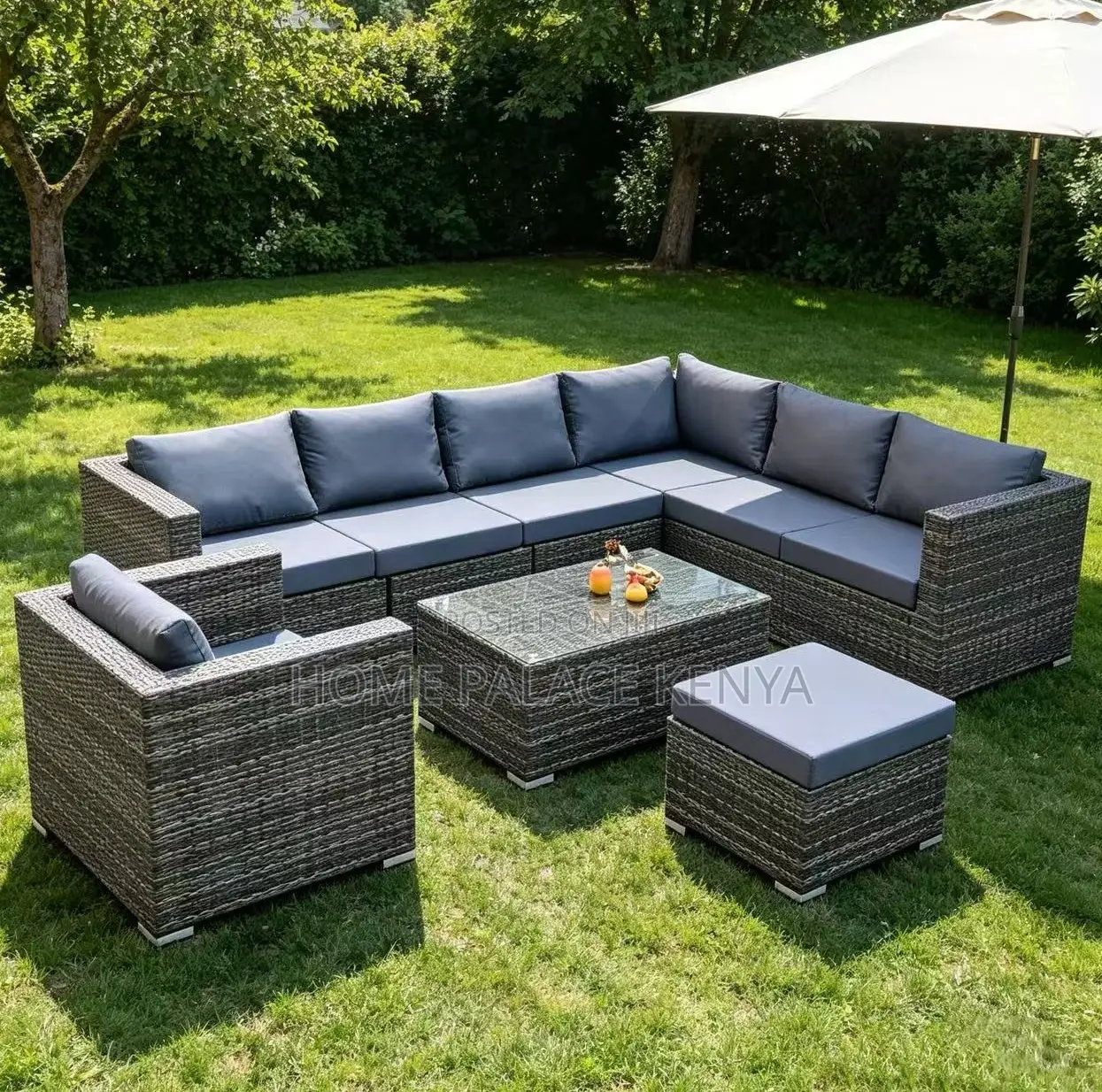 Lounge Sofa: L Seat Outdoor Rattan Corner Sofa Set for Backyard