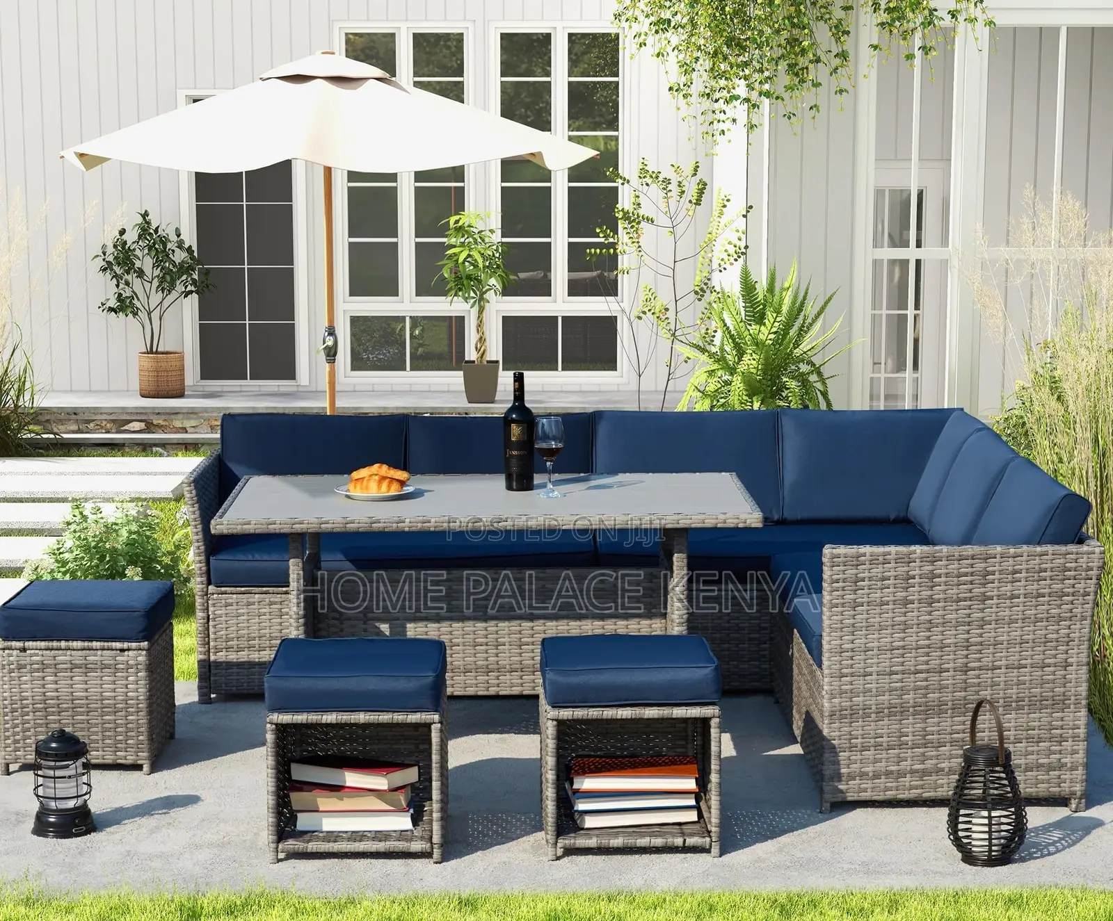 Lounge Sofa: L Seat Outdoor Rattan Corner Sofa Set for Backyard
