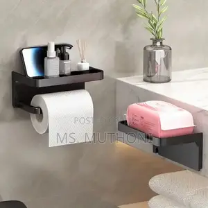 Black Metallic Wall Mount Metallic Toilet Tissue/Paper Holder