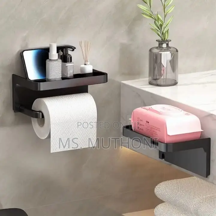 Black Metallic Wall Mount Metallic Toilet Tissue/Paper Holder