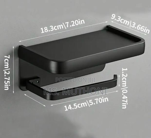 Black Metallic Wall Mount Metallic Toilet Tissue/Paper Holder - thumbnail 2