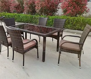Outdoor Set: All-Weather 6-Seater Rattan Garden Dining Set