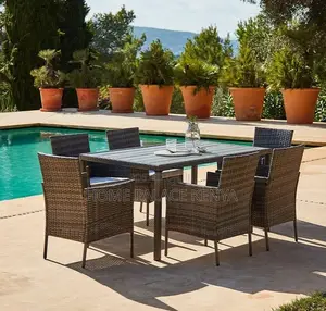 Outdoor Set: All-Weather 6-Seater Rattan Garden Dining Set