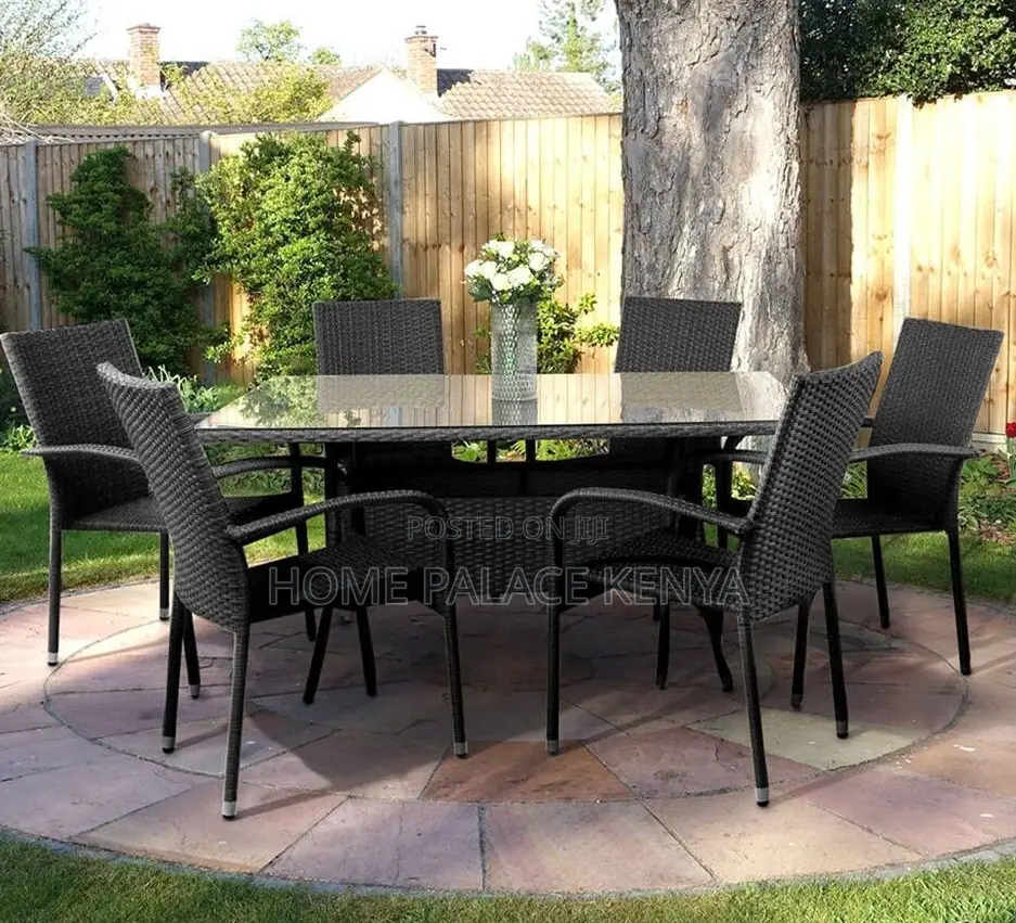 Outdoor Set: All-Weather 6-Seater Rattan Garden Dining Set