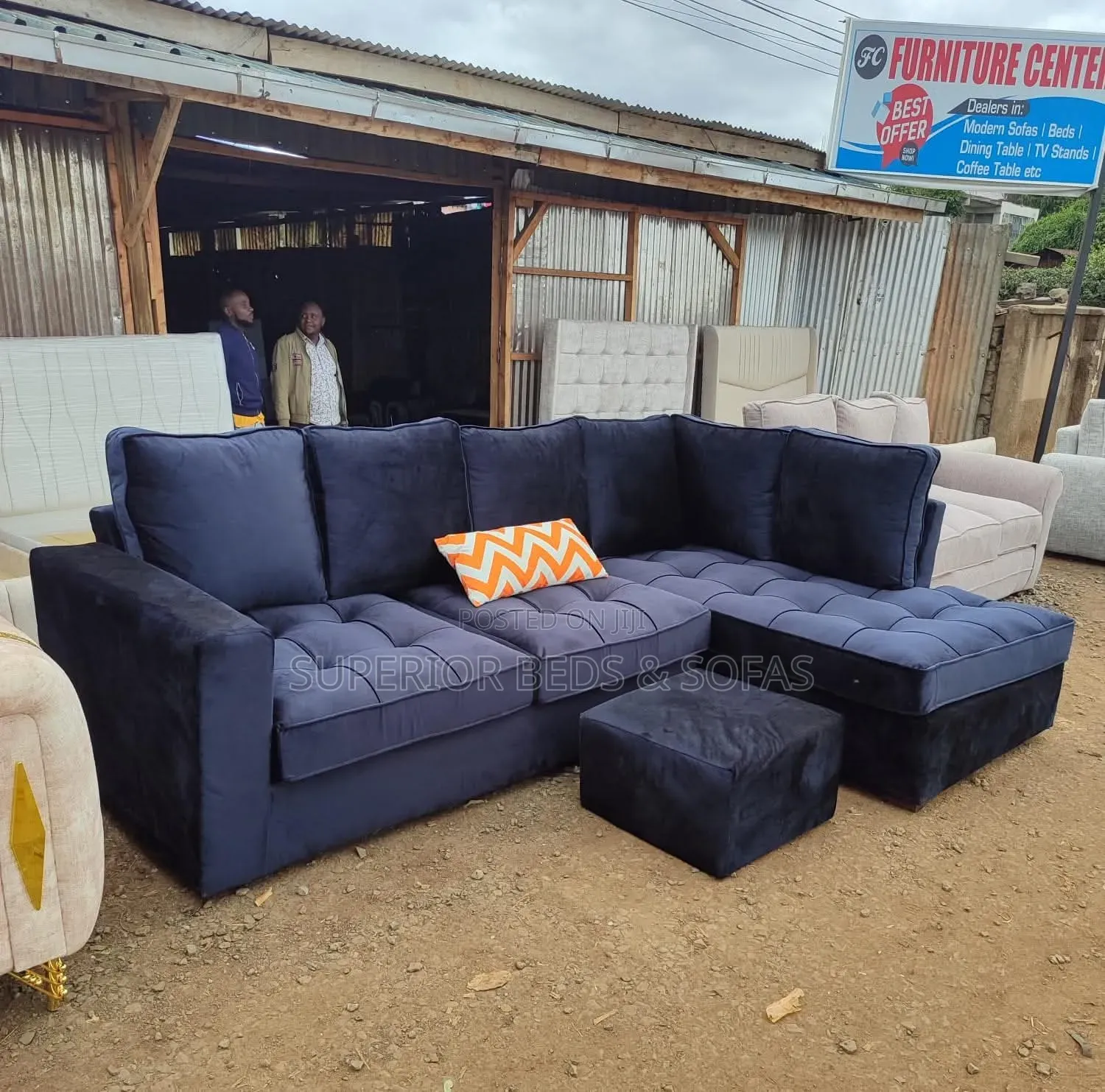 Offer! Offer! 6-Seater Navy L-Shaped Sofa
