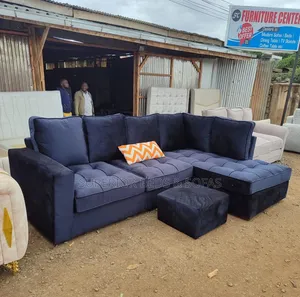 6-Seater Navy L-Shaped Sofa Set