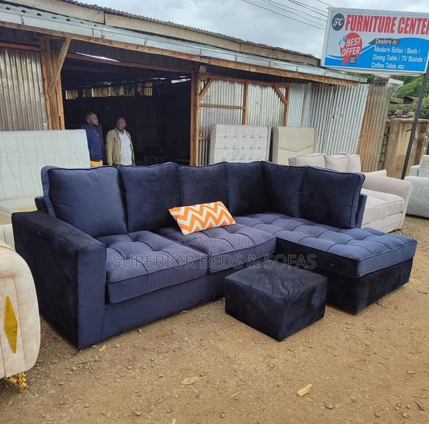Offer! Offer! 6-Seater Navy L-Shaped Sofa
