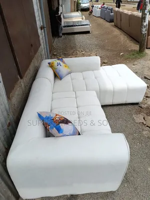 White L-Shaped Sofa Set