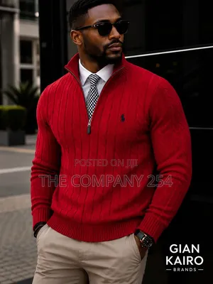 Quality Casual Quarter Zip Knitted Polo Men Official Sweater