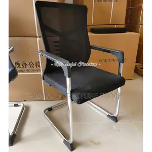 Office Chairs; Fabric Mesh Non Swivel Sled Based Visitors Chairs