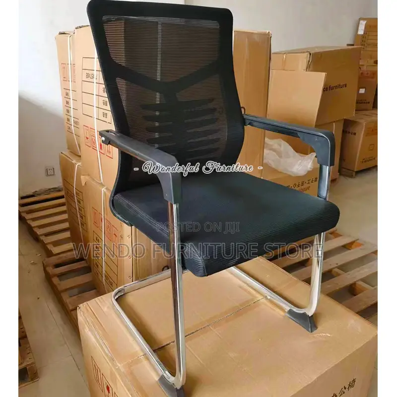 Office Chairs; Fabric Mesh Non Swivel Sled Based Visitors Chairs