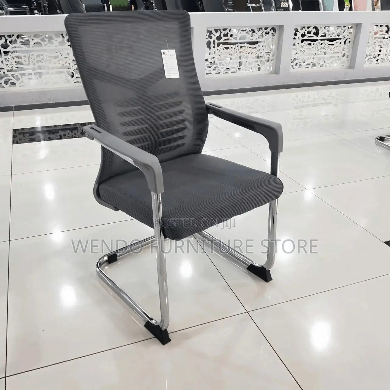 Office Chairs; Fabric Mesh Non Swivel Sled Based Visitors Chairs