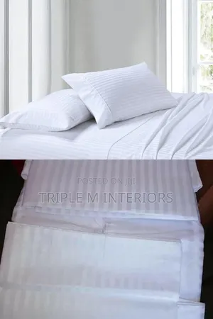 White Striped Fitted Bedsheet Sets