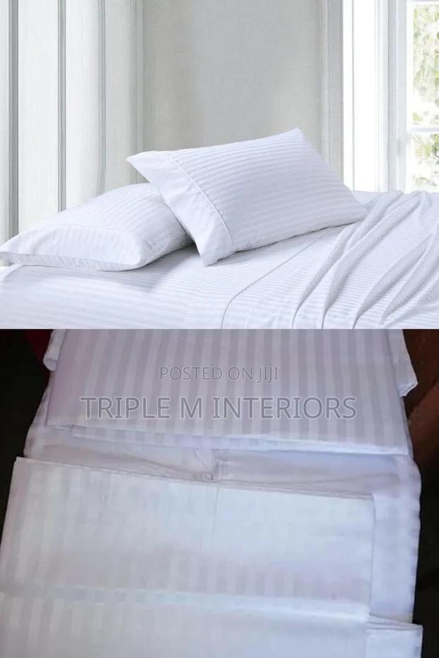 White Striped Fitted Bedsheet Sets