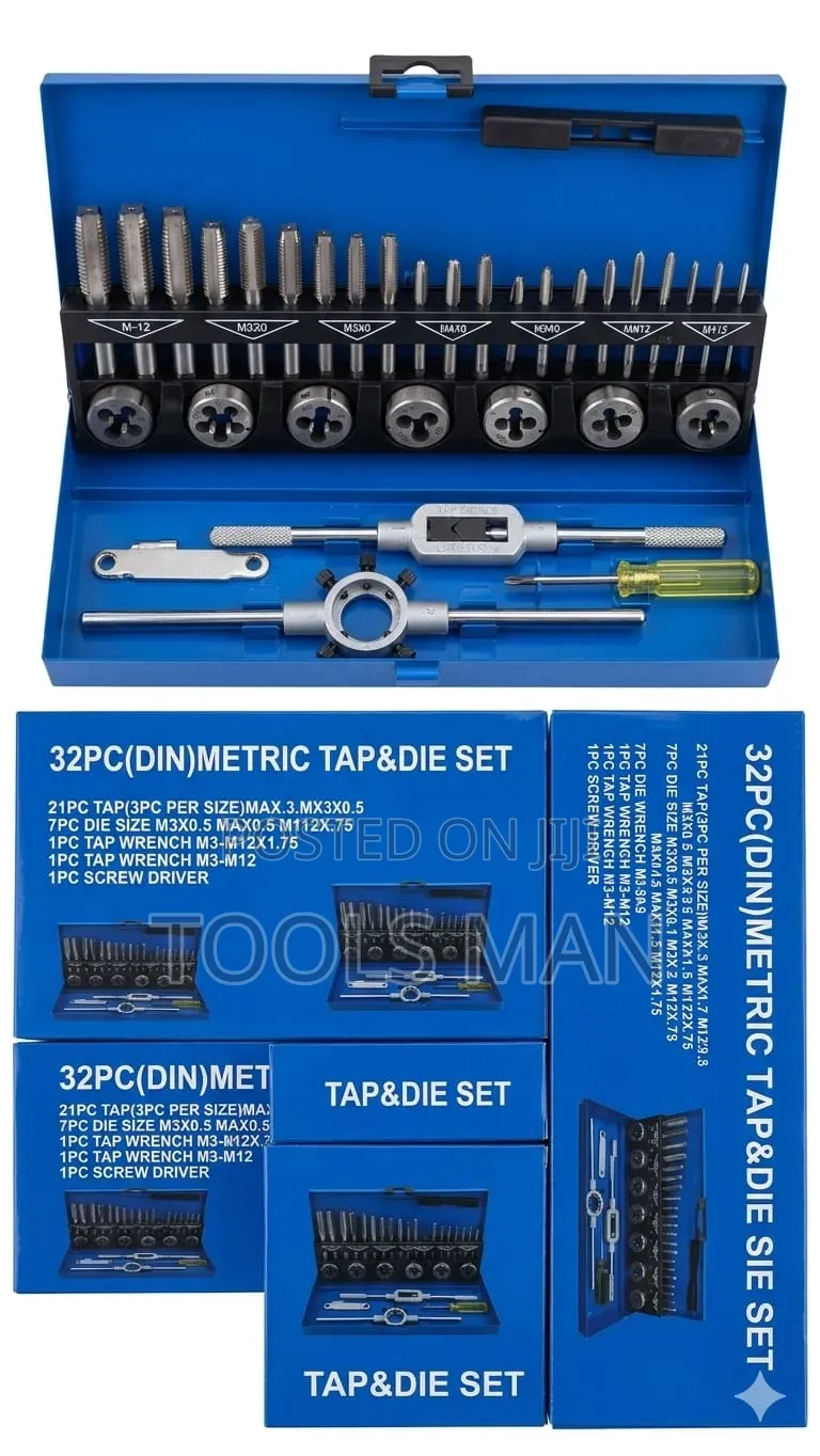 32 Piece Professional Metric Tap and Die Set With Metal Case.