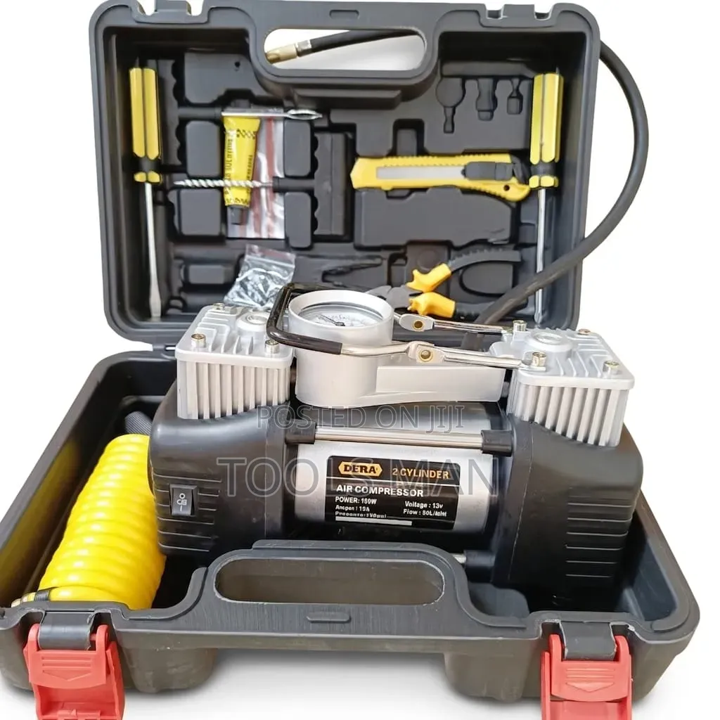 Dera 2 Cylinder Heavy Duty 12v Air Compressor Tire Repair Kit.