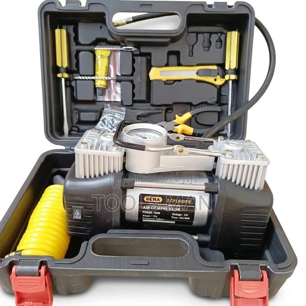 Dera 2 Cylinder Heavy Duty 12v Air Compressor Tire Repair Kit. - main view