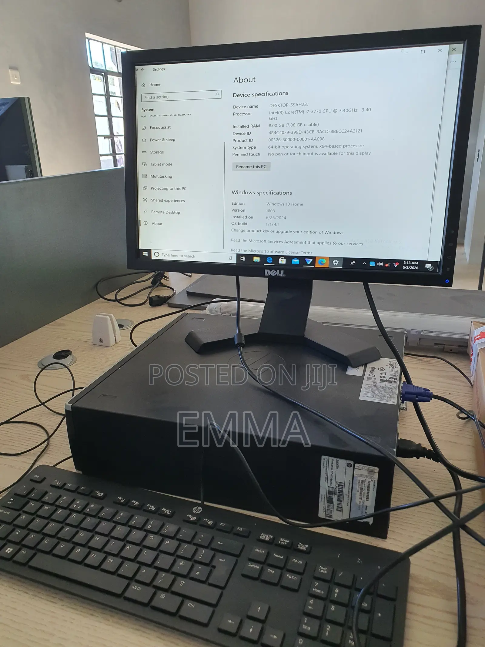 Desktop Computer Dell 8GB Intel Core 7 HDD 512GB