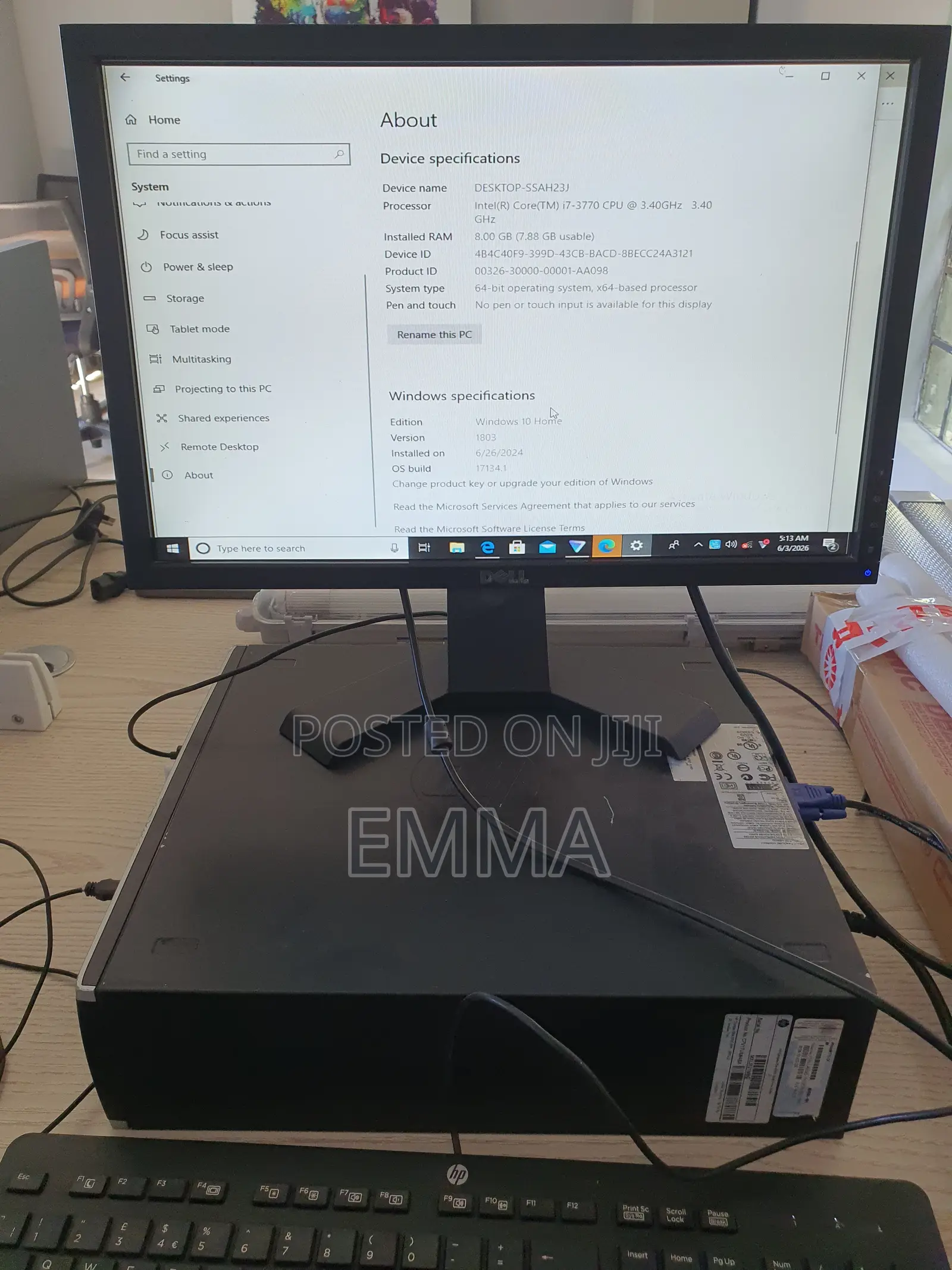 Desktop Computer Dell 8GB Intel Core 7 HDD 512GB