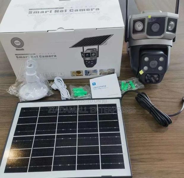 Dual Lens Solar Powered Wifi Connection PTZ Camera 360°