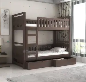 Bunk Bed: Space-Saving Bunk Bed With Strong Wooden Frame and Storage