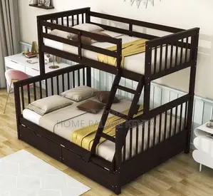 Bunk Bed: Space-Saving Bunk Bed With Strong Wooden Frame and Storage