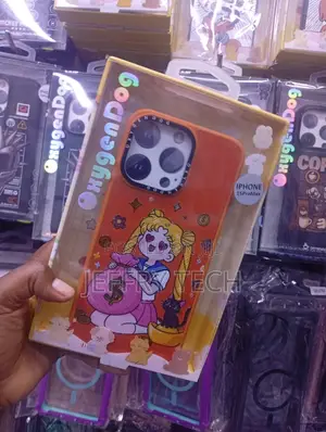 iPhone 15 Pro Max Vibrant Orange With Sailor Moon Holding a Money Bag