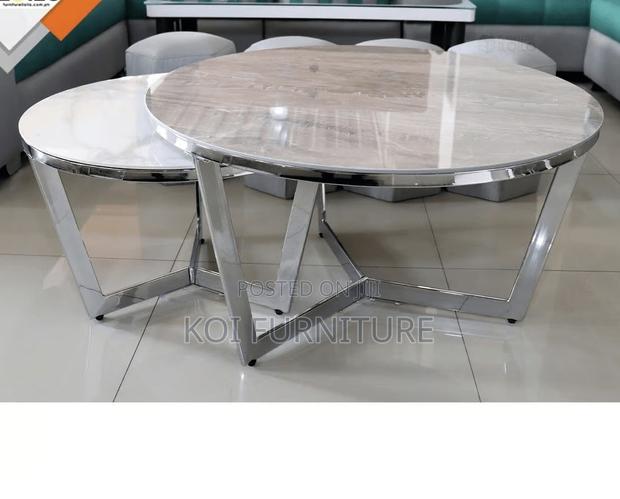 Coffee Table; Modern Dual Marble Coffee Table - thumbnail 9