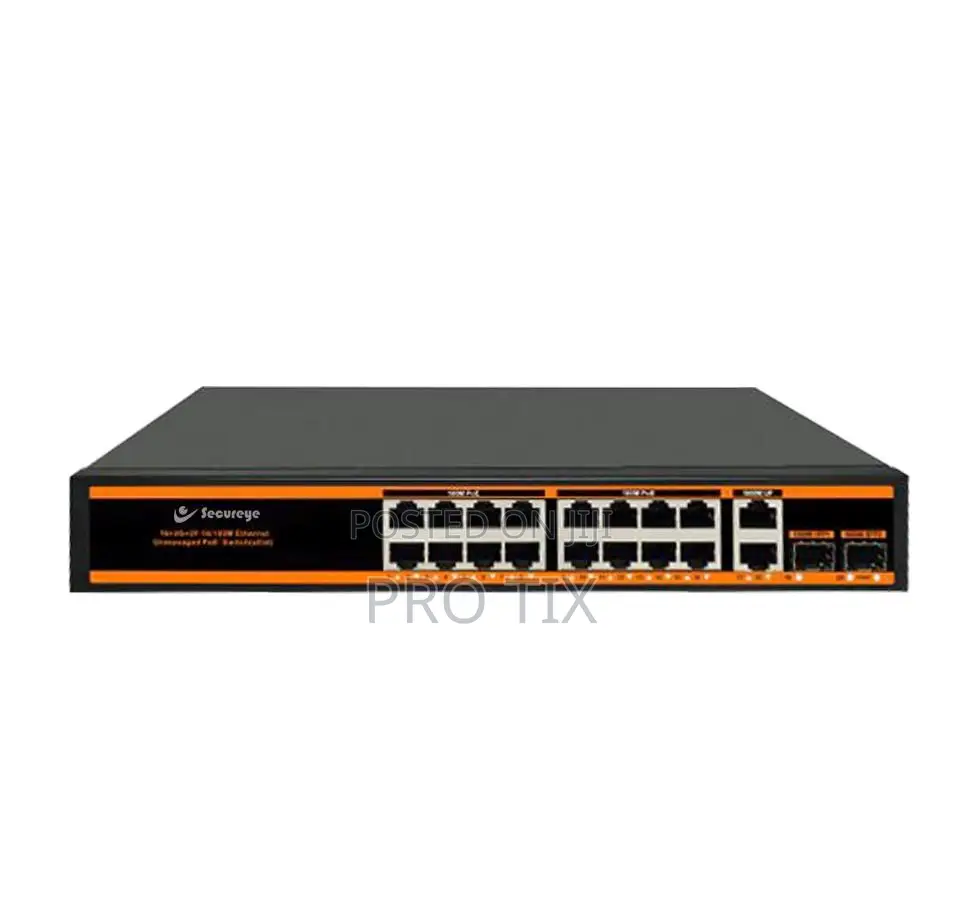 Secureye 16 Port Poe Switch 2 Gigabit Uplink 1 SFP Vlan
