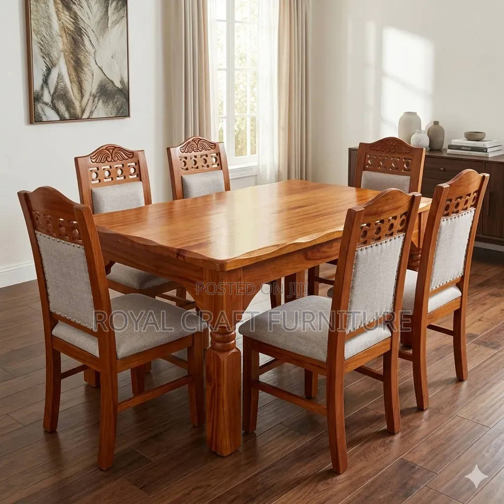 Luxury 6-Seater Solid Mahogany Dining Set - Hand-Carved Brand New