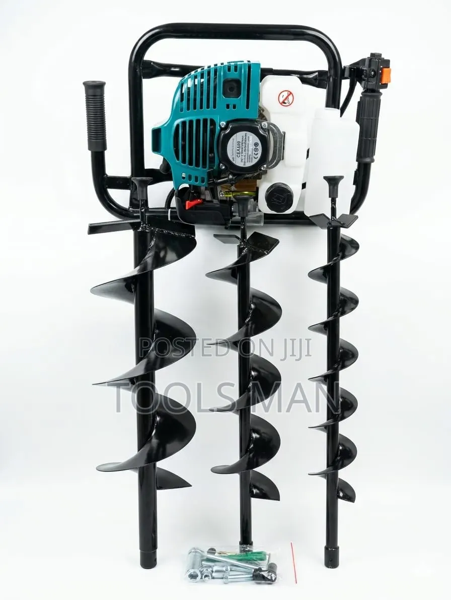 Petrol Earth Auger Hole Digger With 3 Drill Bits.