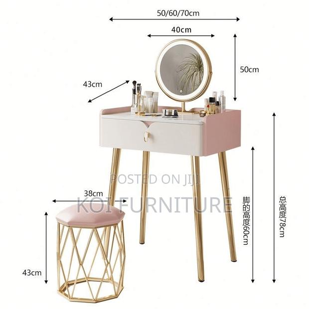 Dressers; White Dressing Elegance Make Up Vanity Table - thumbnail 4