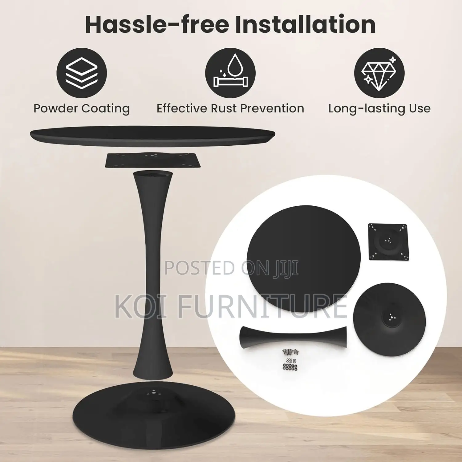 Coffee Table; Black Marble Round Eames Coffee Table